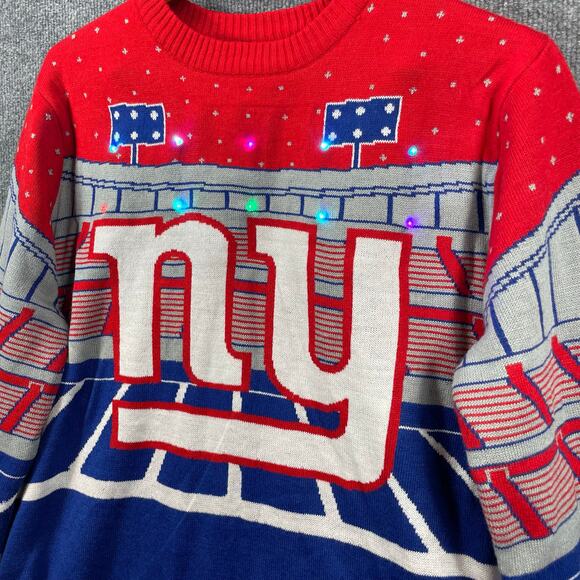NFL New York Giants Light Up Bluetooth Sweater Men's Large LED WORKS Football - Picture 2 of 12